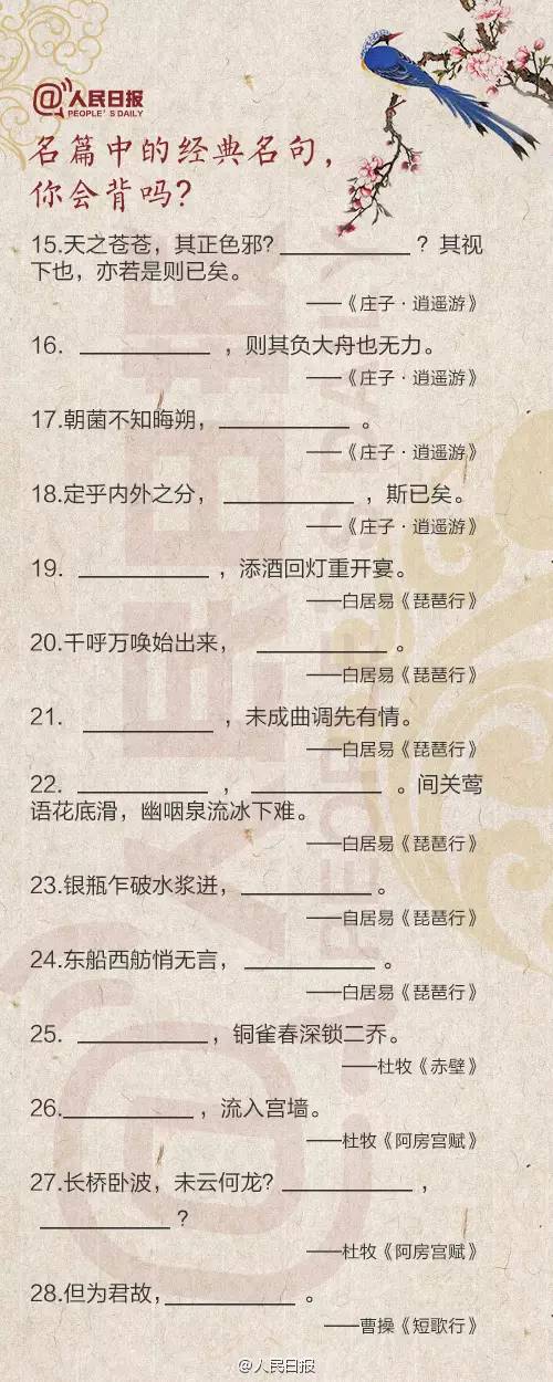 历年高考必考古诗文全汇总！测测自己能得多少分？