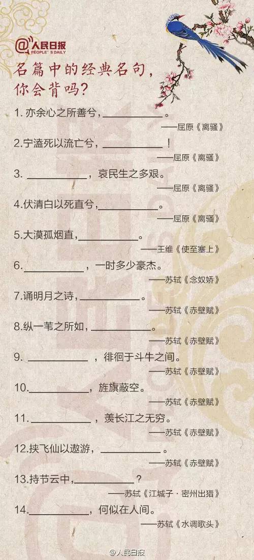 历年高考必考古诗文全汇总！测测自己能得多少分？