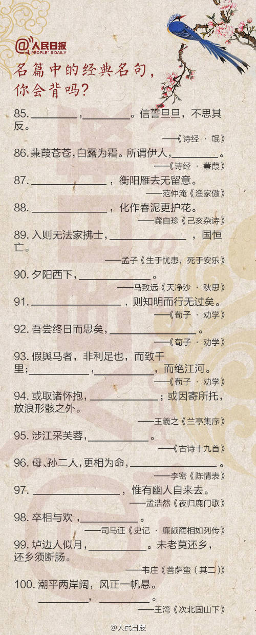 历年高考必考古诗文全汇总！测测自己能得多少分？