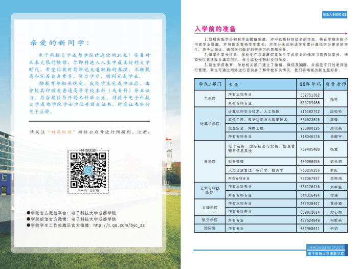 电子科技大学成都学院2021年新生入学须知