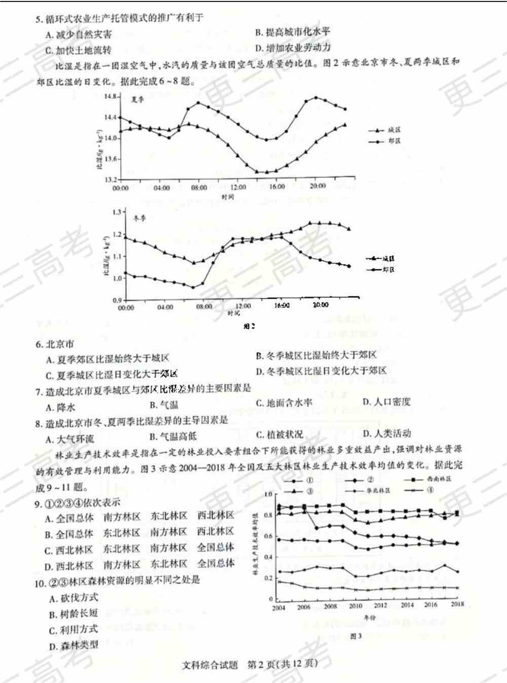 天一大联考2022届高三四联考试文综试题