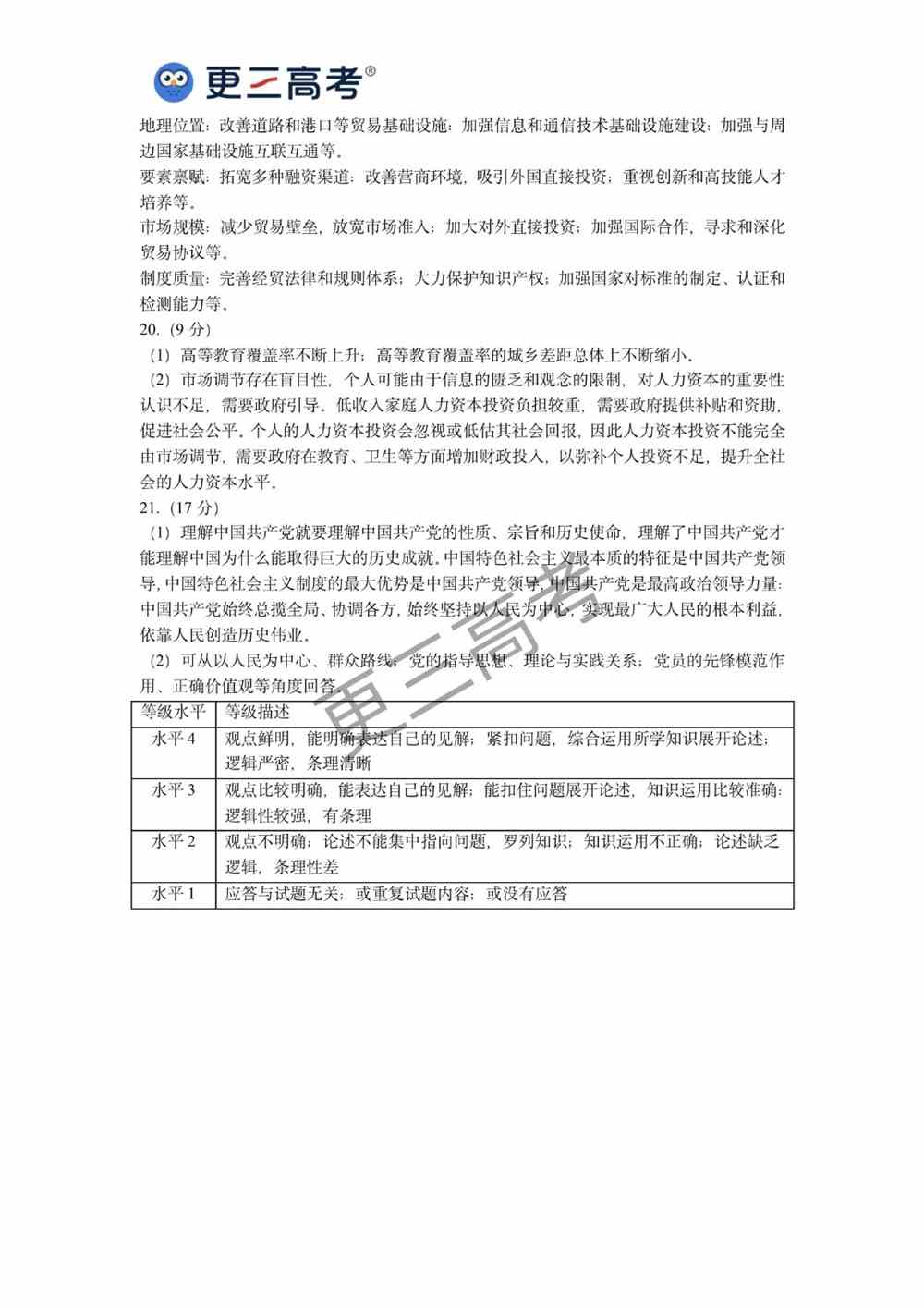 2021年北京高考政治真题｜北京2021年高考政治试卷下载