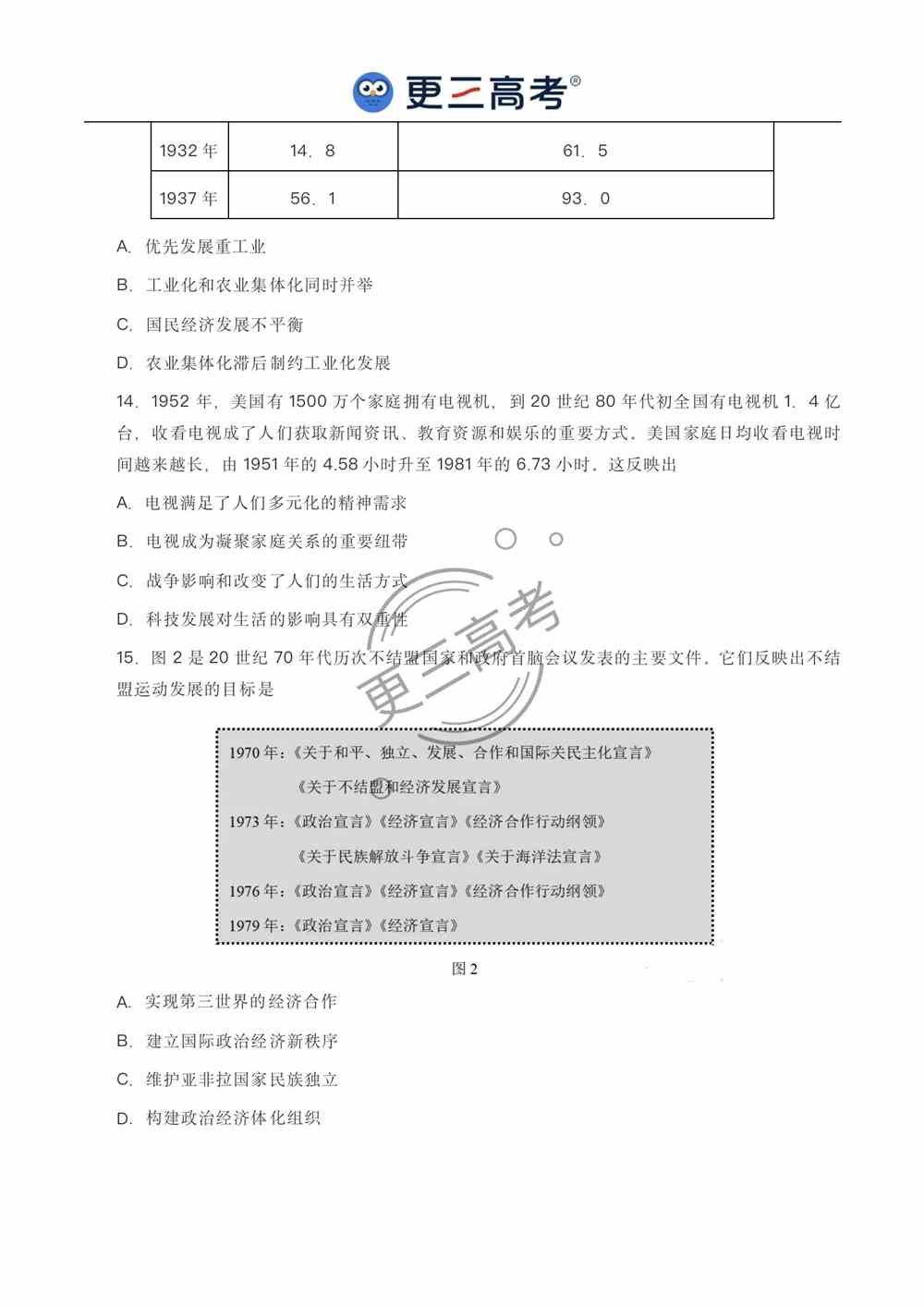 2021年山东高考历史真题｜山东2021年高考历史真题下载