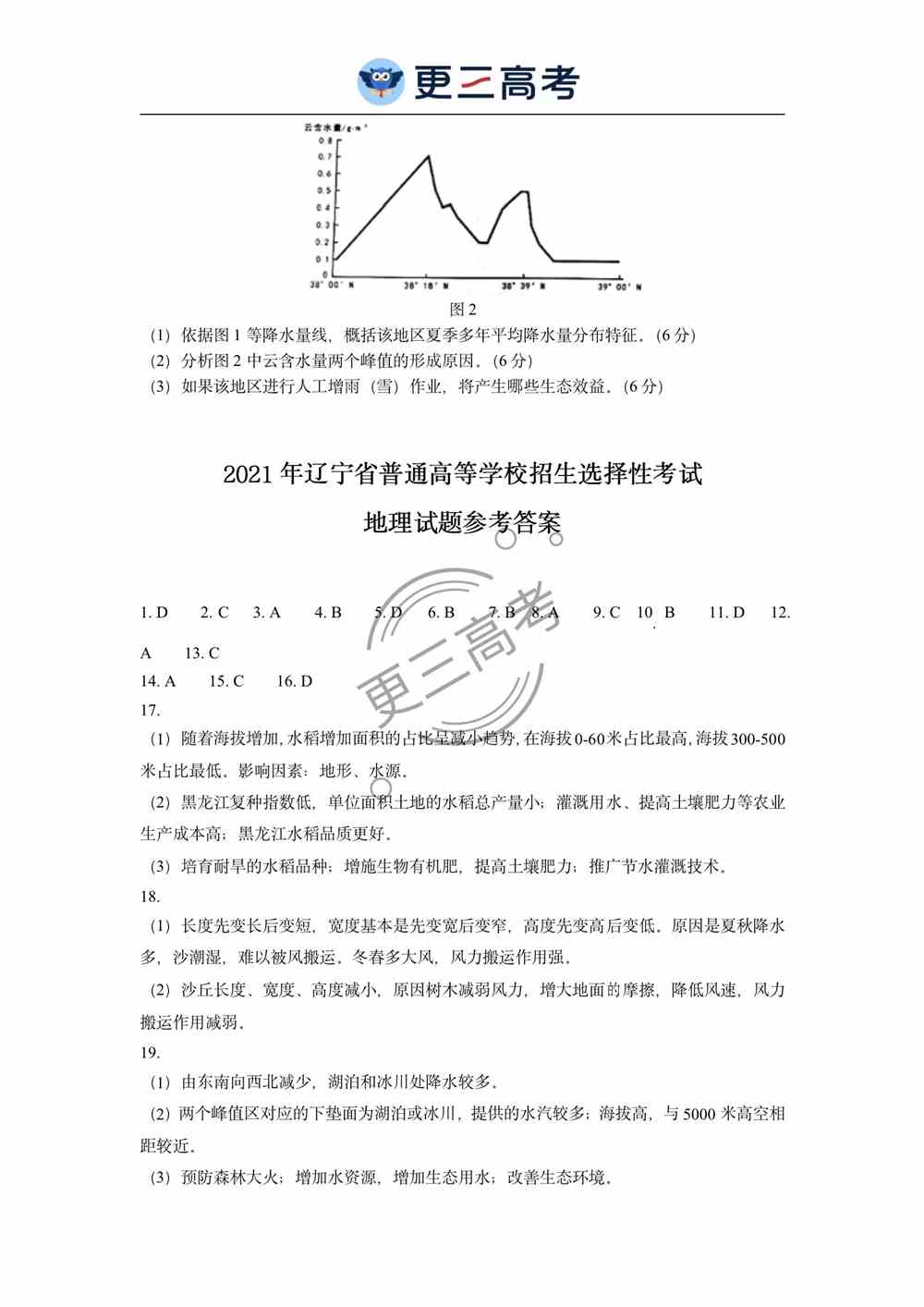 辽宁2021年高考地理真题｜2021年辽宁高考地理试卷下载