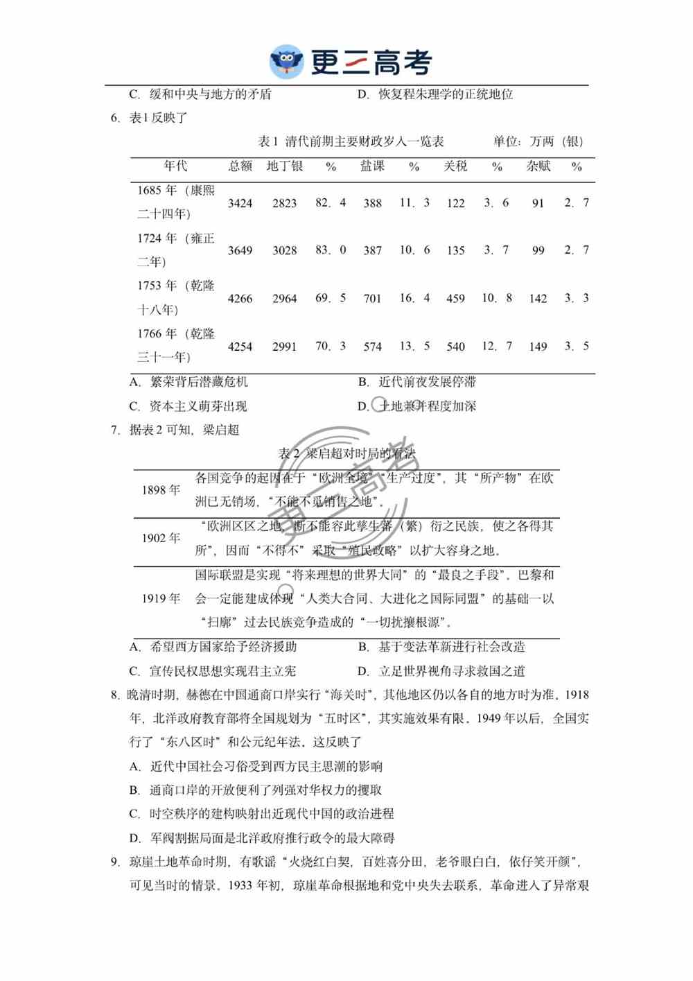 2021年<a href='/zhuanti/hainan/'>海南高考</a>历史试卷｜海南2021年高考历史真题下载