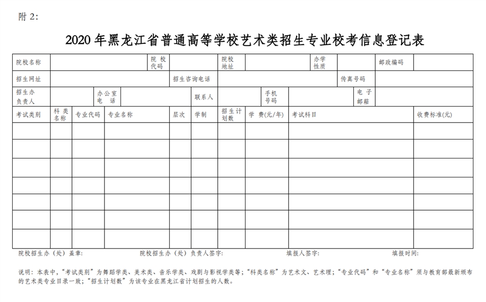 黑龙江：关于印发2020年普通高等学校艺术类招生实施办法的通知发布