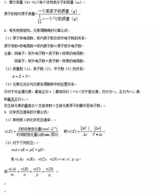 高中[物化生]公式/定理大汇总! 再没这么全了, 收藏备用。