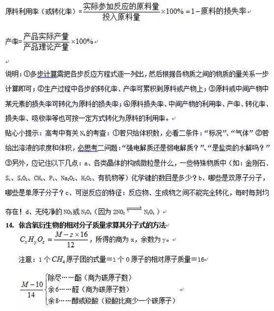 高中[物化生]公式/定理大汇总! 再没这么全了, 收藏备用。
