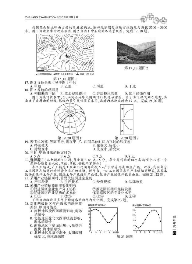 2020高考地理真题及参考答案(浙江卷)